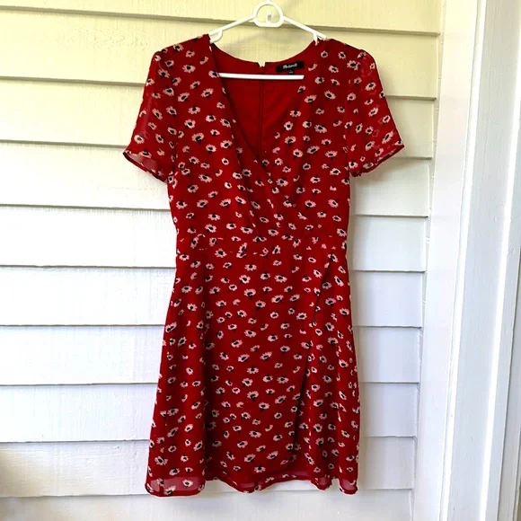 Madewell red floral dress